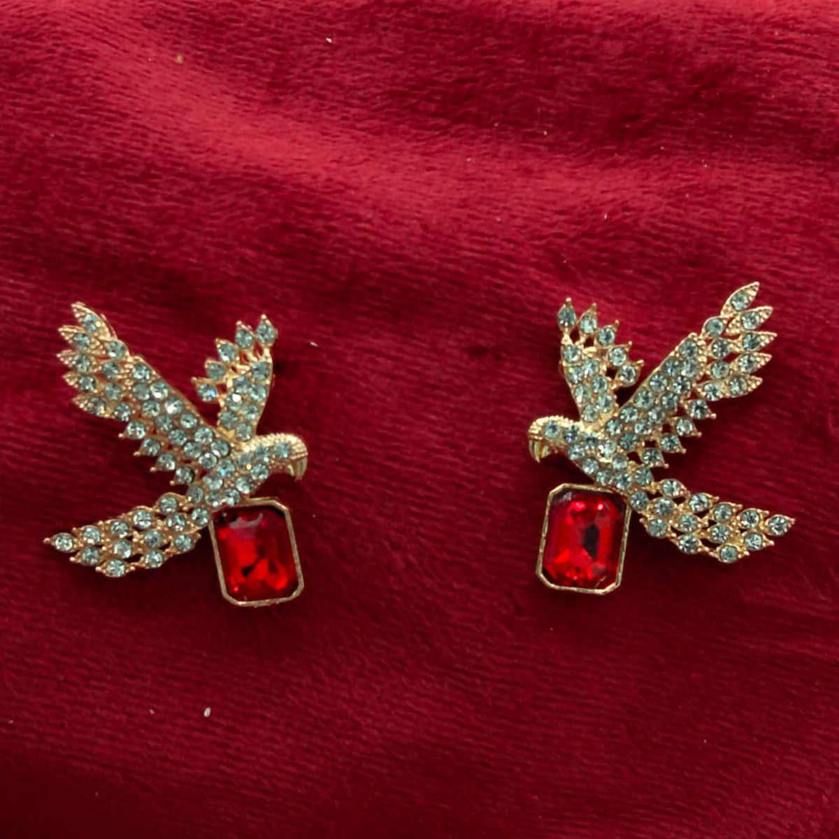 Antique Crest Bird Stud Earrings GD_ ER 022