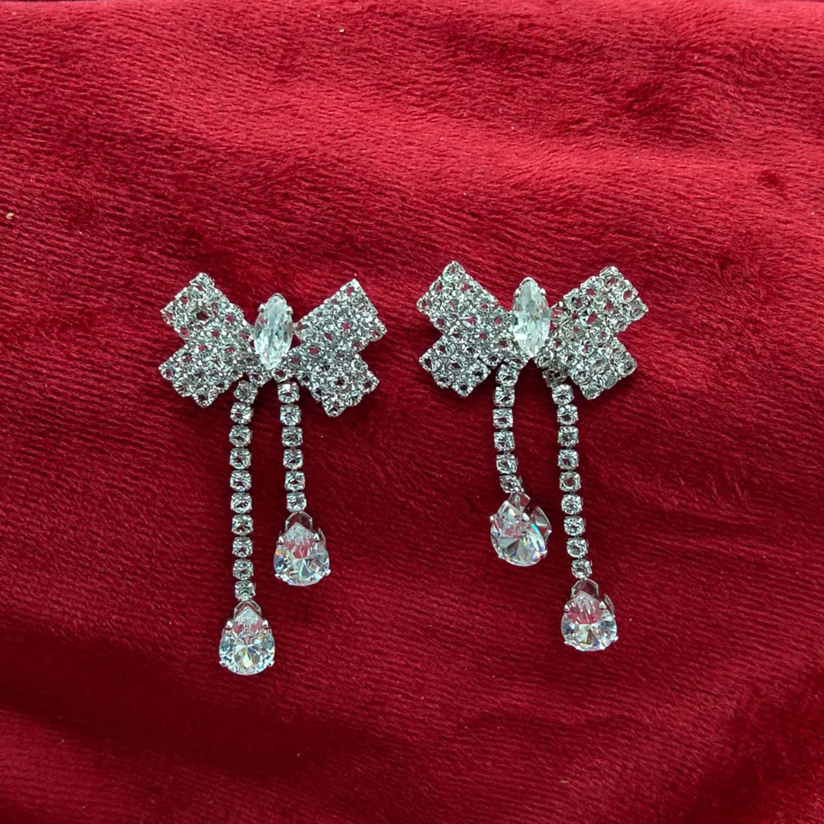 Victorian Crystal Bow Drop Earrings GD_ ER 024