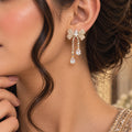 Victorian Crystal Bow Drop Earrings GD_ ER 024