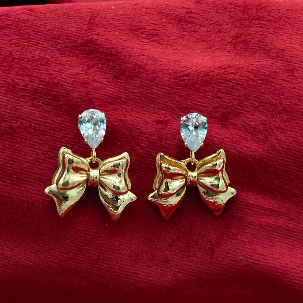 Victorian Golden Ribbon Stud Earrings GD_ ER 026