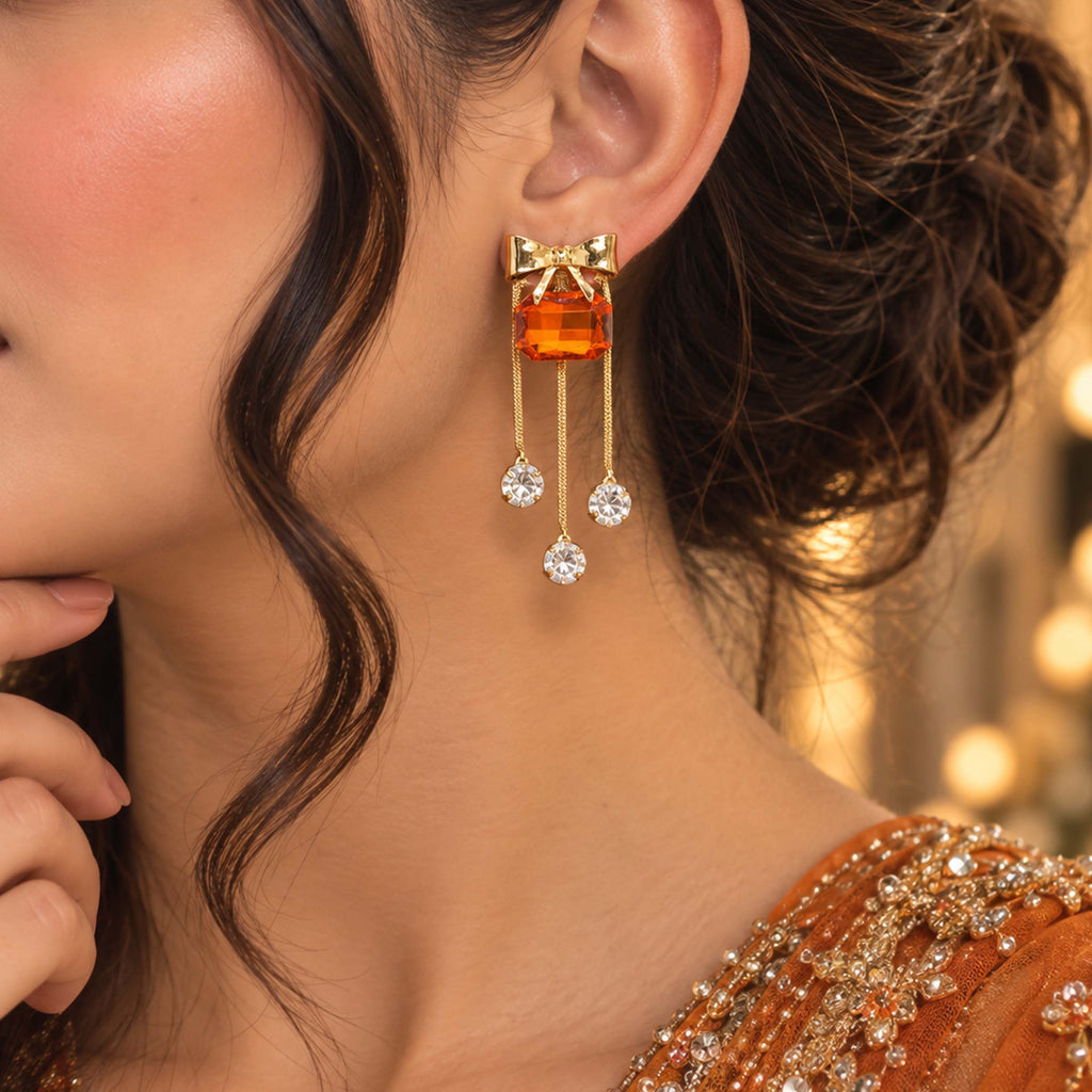 Victorian Amber Gem Drop Earrings GD_ ER 027
