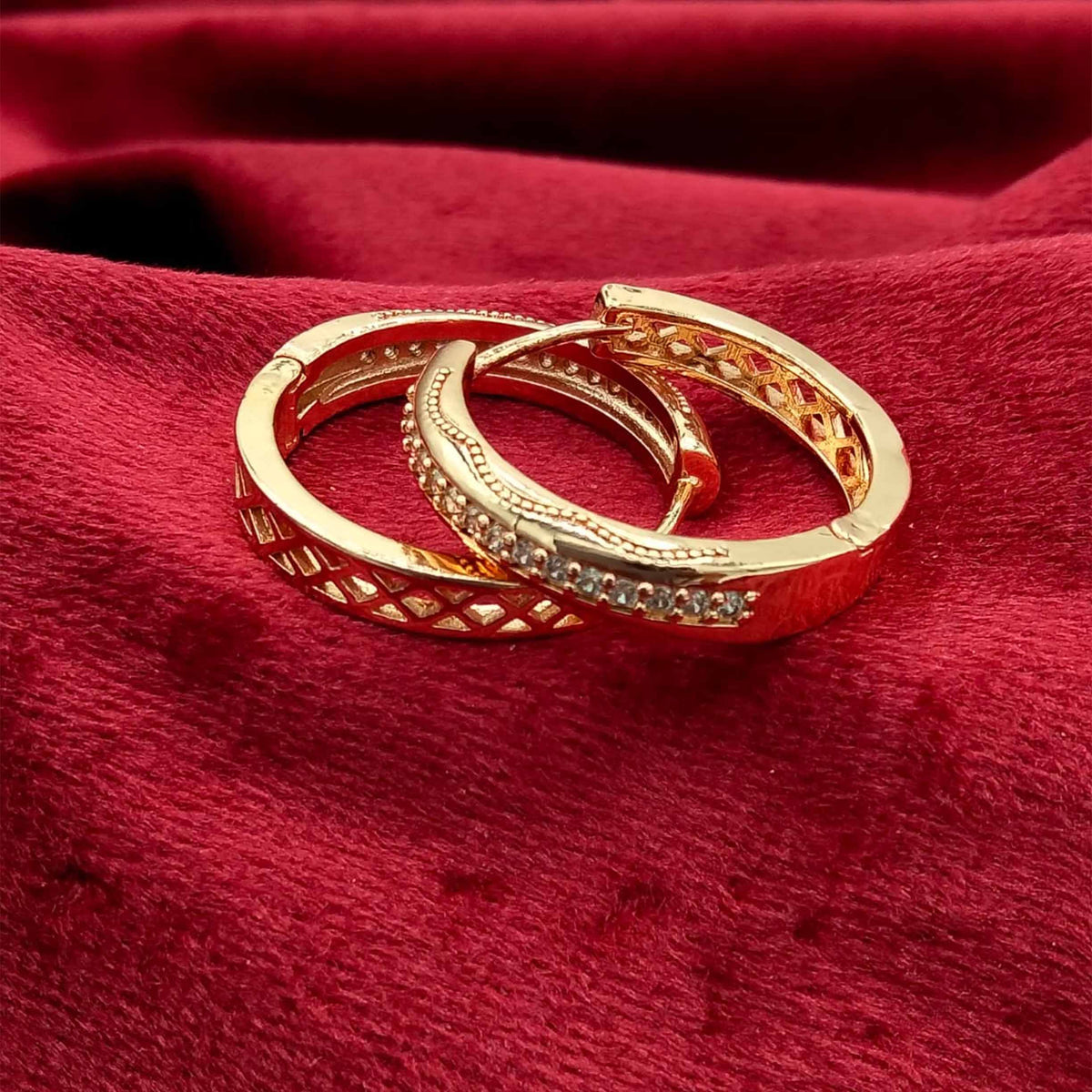 Regal Carat Crest Gold-Plated Hoop Earrings GD_ ER 028