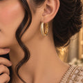 Regal Carat Crest Gold-Plated Hoop Earrings GD_ ER 028