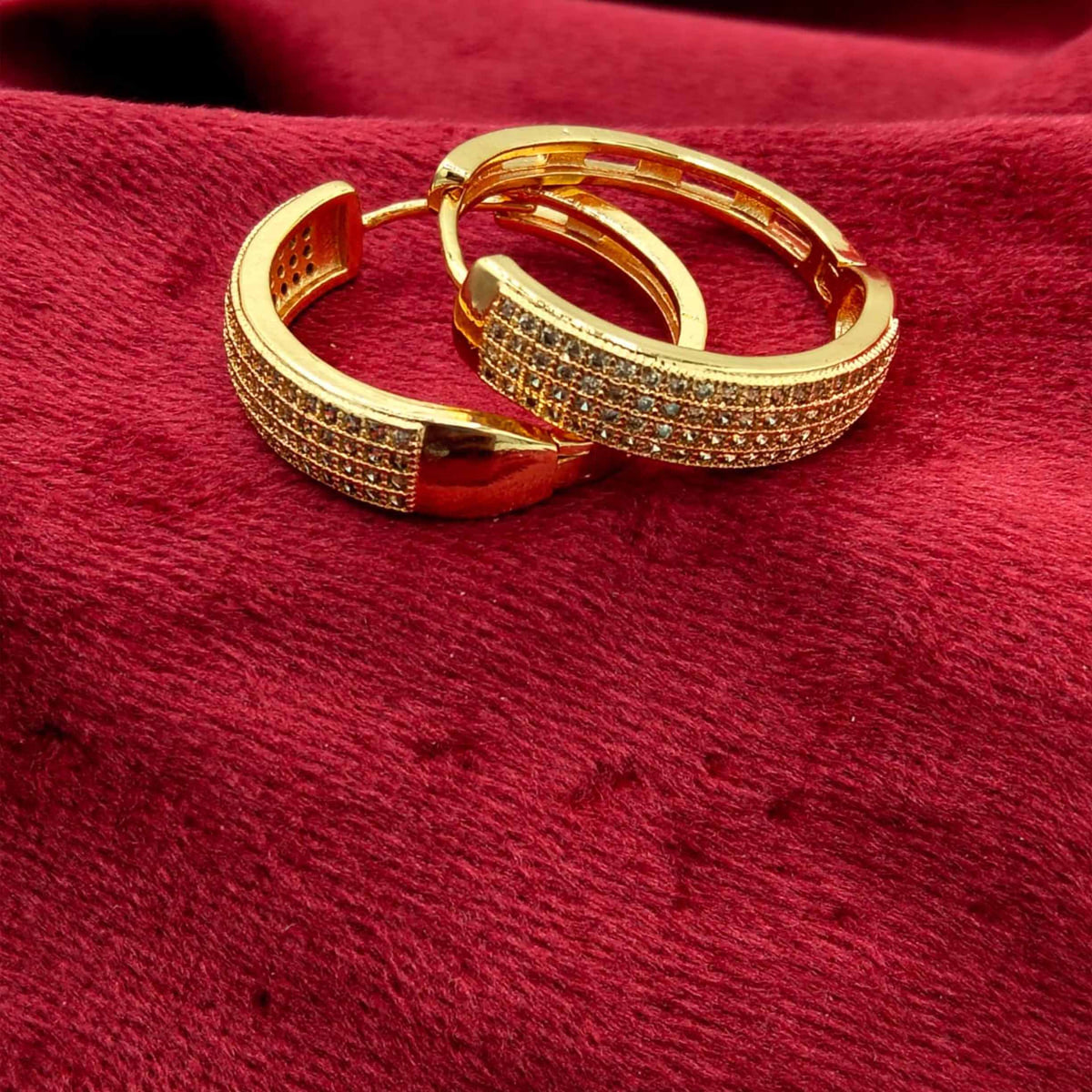 Regal Carat Micro-Pave Diamond-Cut Hoop Earrings GD_ ER 029