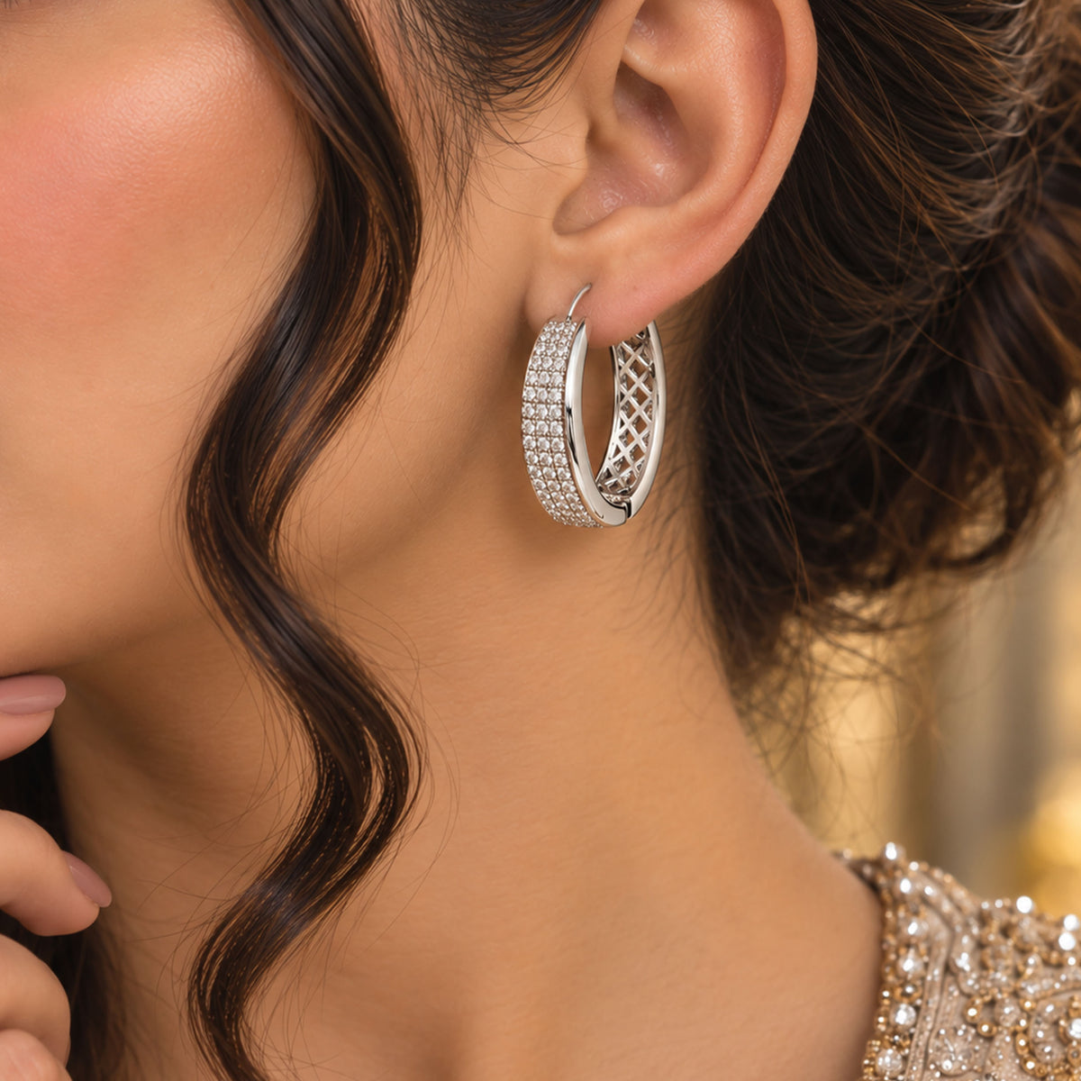 Regal Carat Micro-Pave Diamond-Cut Hoop Earrings GD_ ER 029