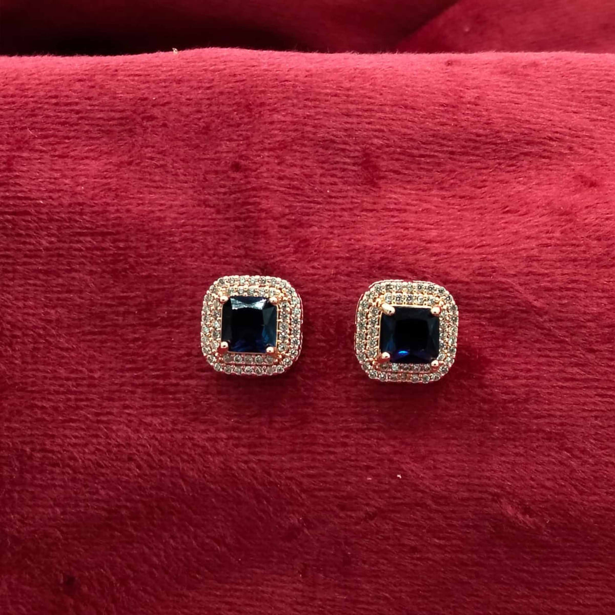 Victorian Crimson Halo Stud Earrings GD_ ER 032