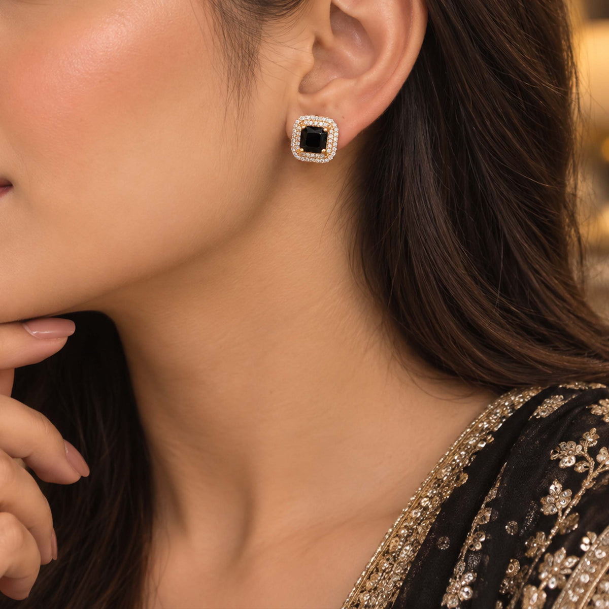 Victorian Crimson Halo Stud Earrings GD_ ER 032