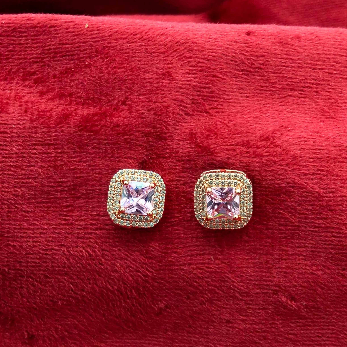 Victorian Crimson Halo Stud Earrings GD_ ER 032