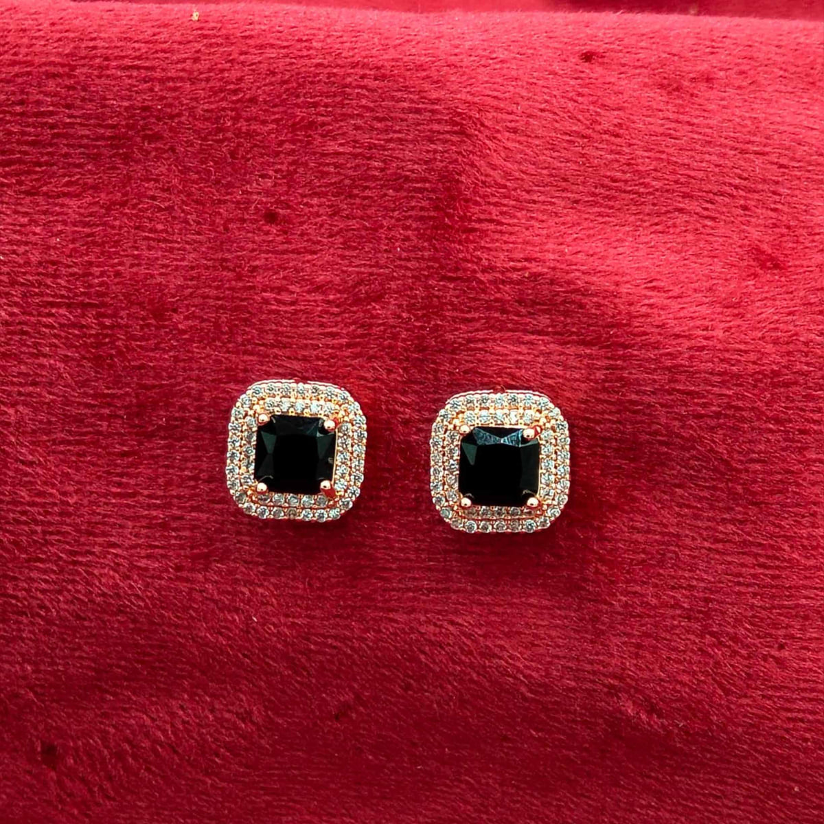 Victorian Crimson Halo Stud Earrings GD_ ER 032