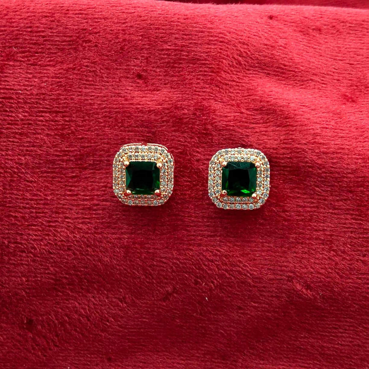 Victorian Crimson Halo Stud Earrings GD_ ER 032