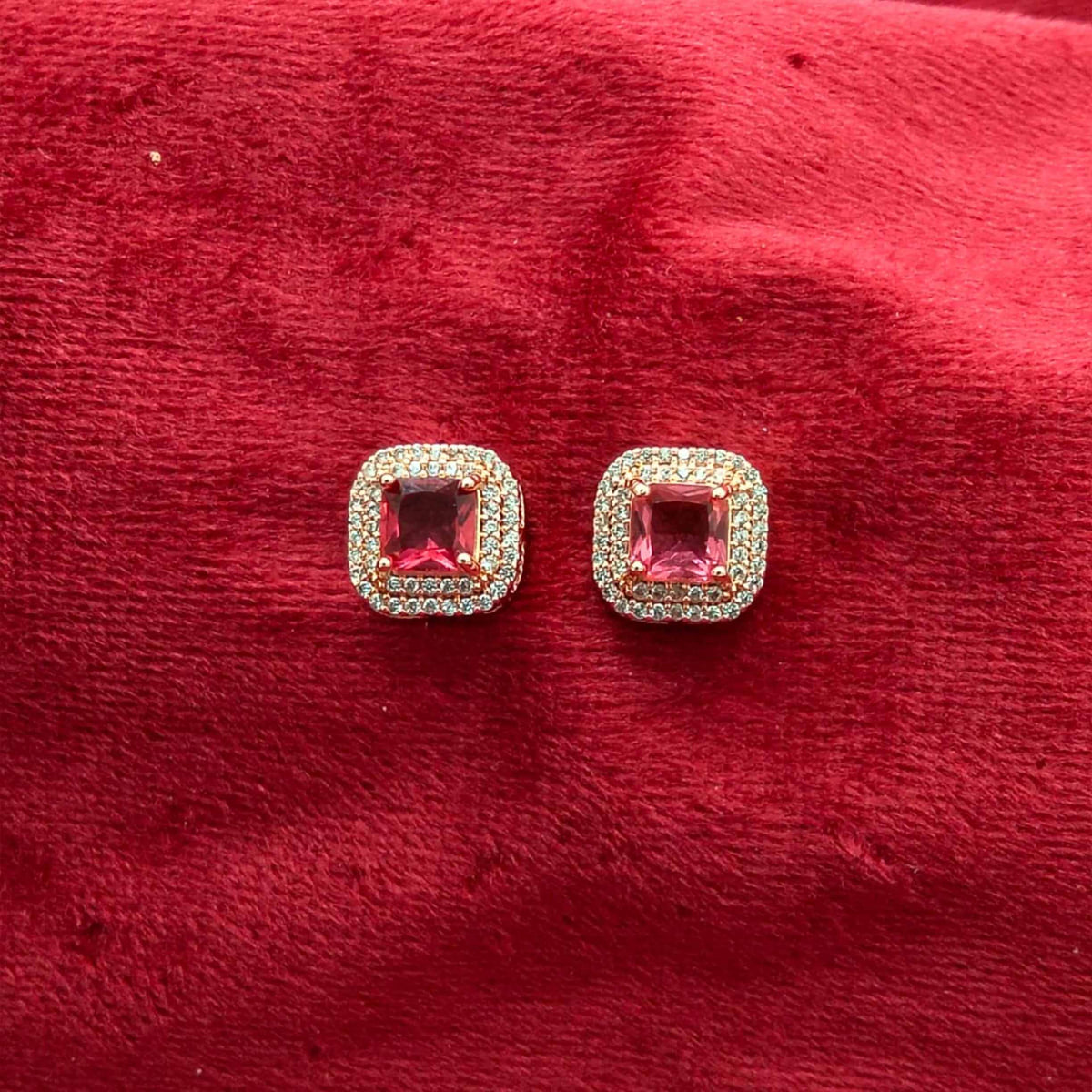Victorian Crimson Halo Stud Earrings GD_ ER 032