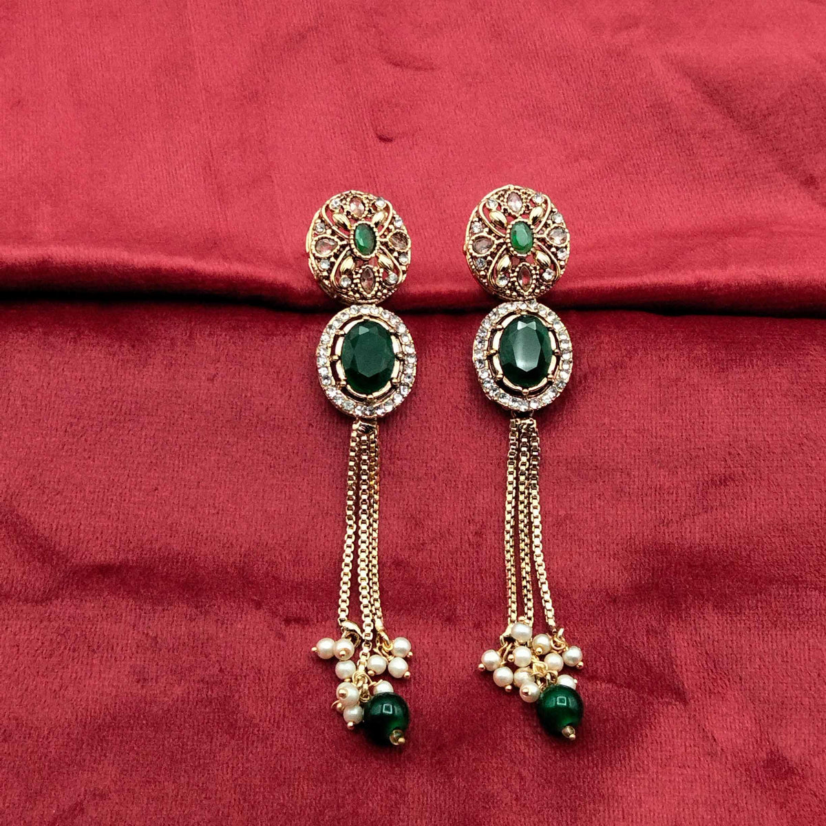 Turkish Antique Crystal Dangle Earrings GD_ ER 036