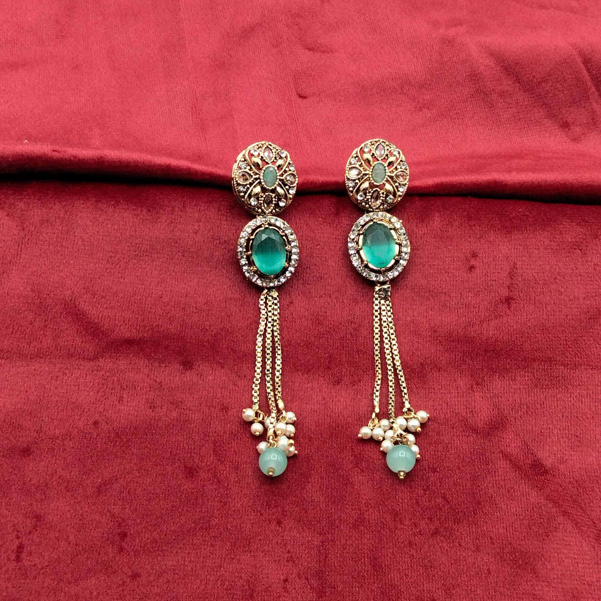 Turkish Antique Crystal Dangle Earrings GD_ ER 036