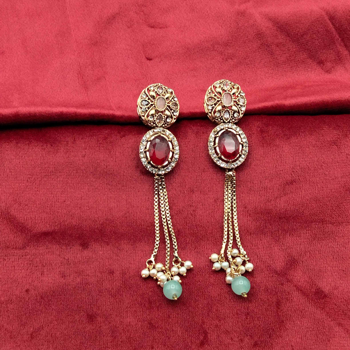 Turkish Antique Crystal Dangle Earrings GD_ ER 036