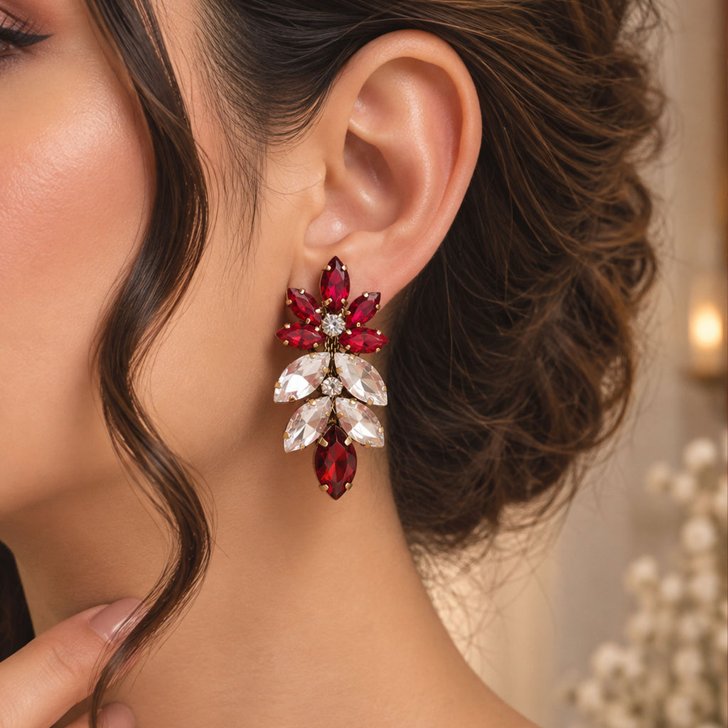 Royal Noir Leaf Drops Earrings GD_ ER 015
