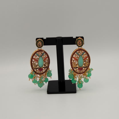 Kashmiri Vintage Oval Kundan Earrings GD_ ER 038
