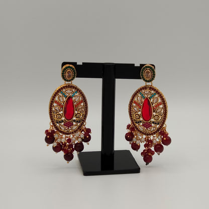 Kashmiri Vintage Oval Kundan Earrings GD_ ER 038