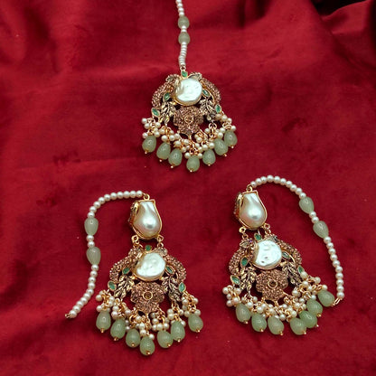Turkish Statement Earrings with Matching Tikka Set GD _ ER 042