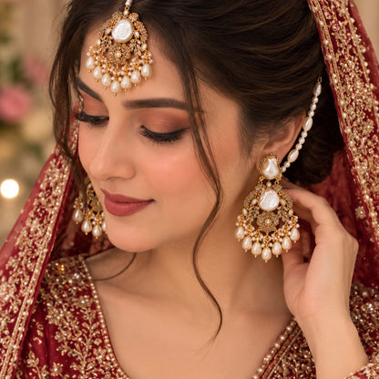 Turkish Statement Earrings with Matching Tikka Set GD _ ER 042