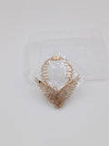 Vintage Gold Pearl Hair Claw with Crystal Peacock Wings _ 002