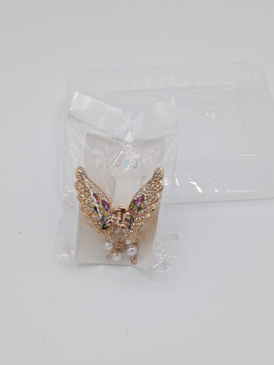 Vintage Gold Butterfly Hair Claw with Pearl Tassel _ 003