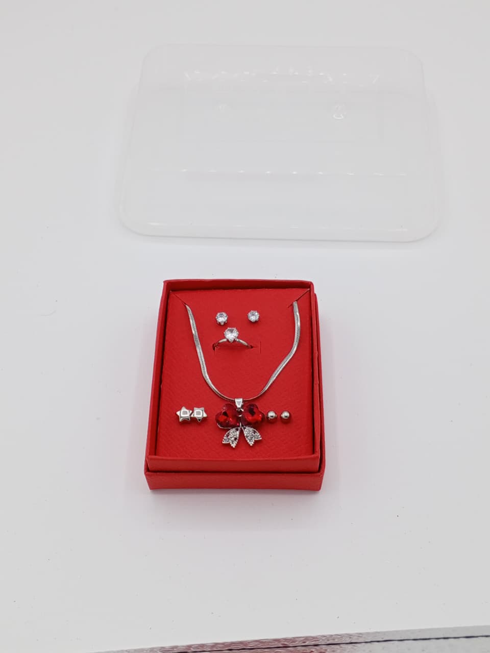 Victorian Crimson Butterfly Crystal Locket Set SL LK_ 002
