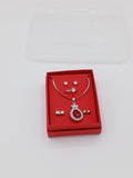 Victorian Crimson Teardrop Halo Locket Set SL LK_ 003