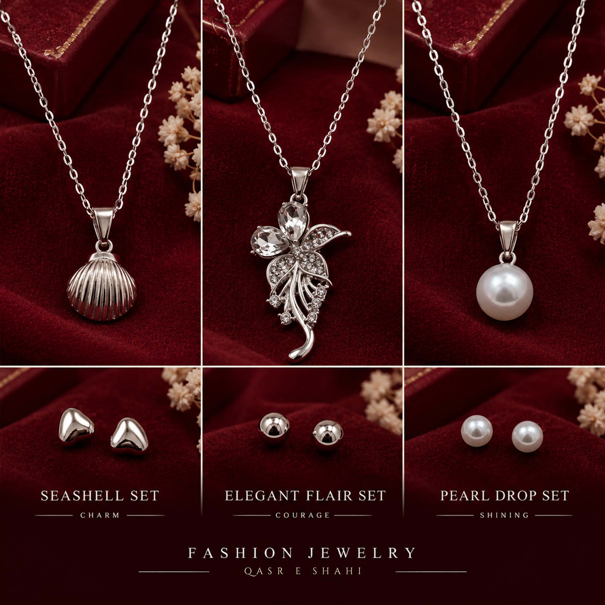 Victorian Charm Pendant & Stud Earrings Set SL LK_ 004