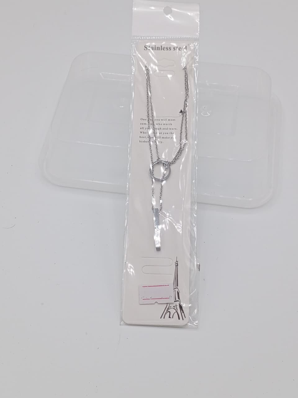 Modern Silver Circle Locket with Vertical Bar Charm SL LK_ 017