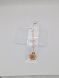 Rose Gold Chain Locket – Blue Stone Flower Charm GD LK_ 023