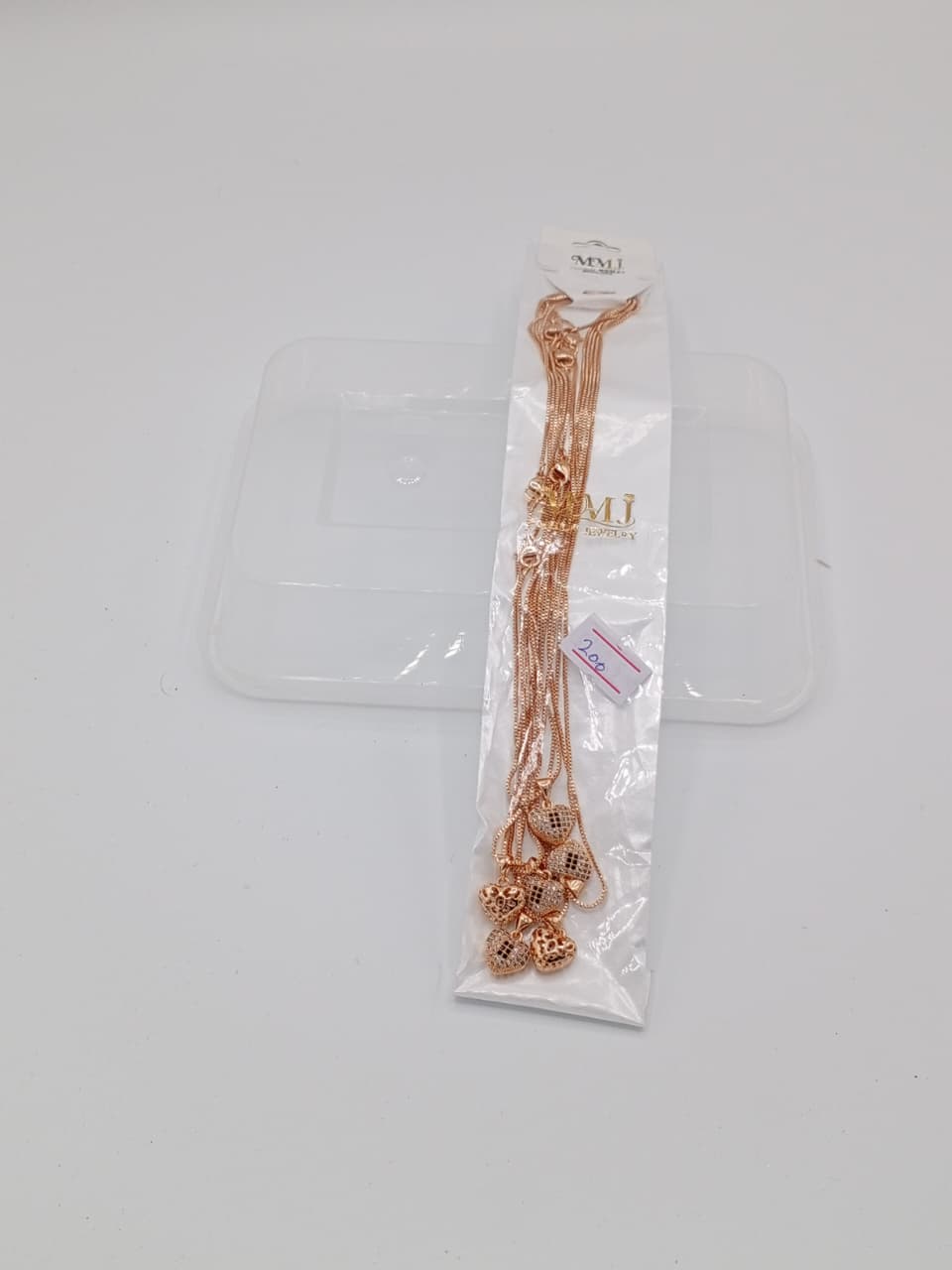 Rose Gold Layered Locket with Sparkling Hearts GD LK_ 027