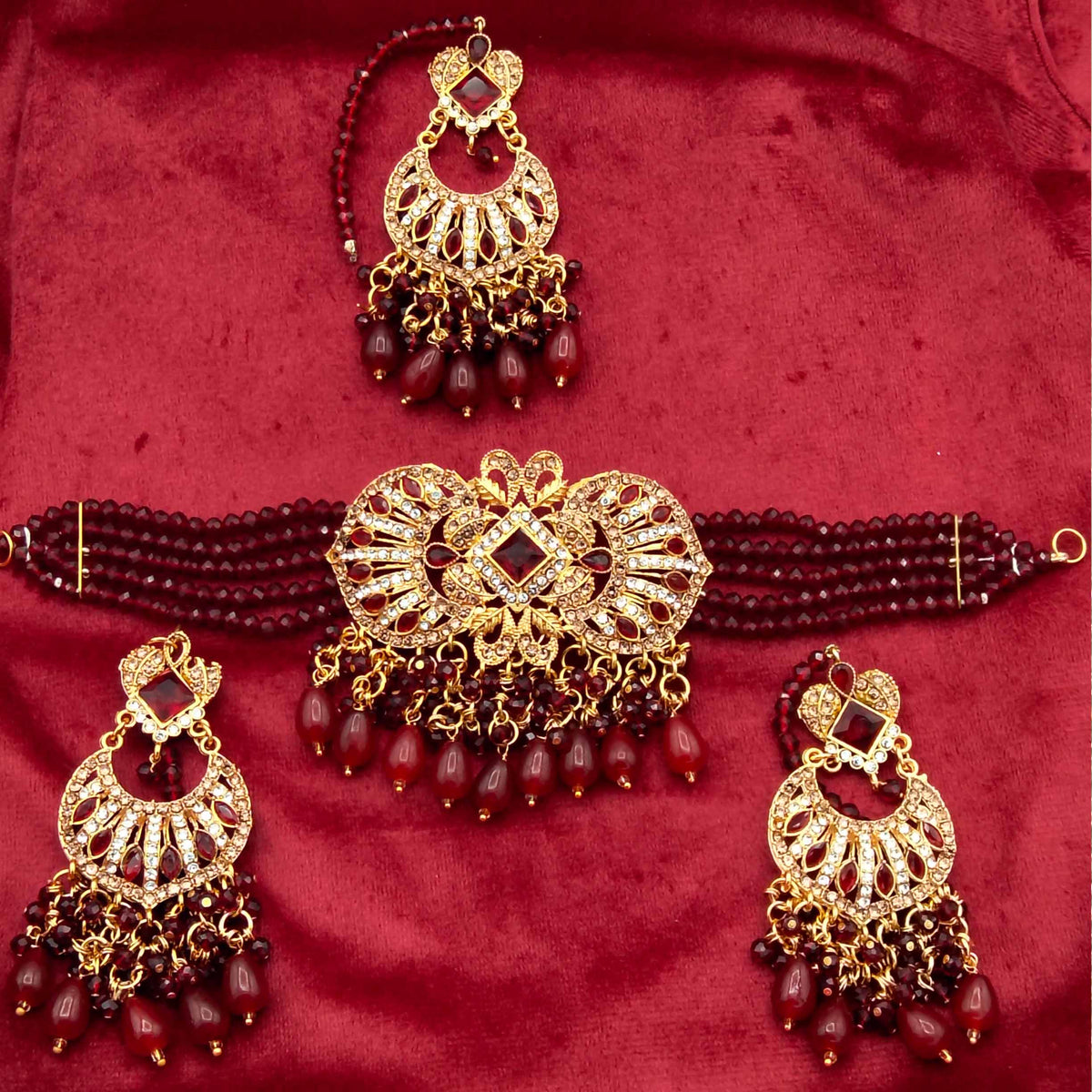 Monarch Royal Filigree Beaded Choker Set GD_ NK 004