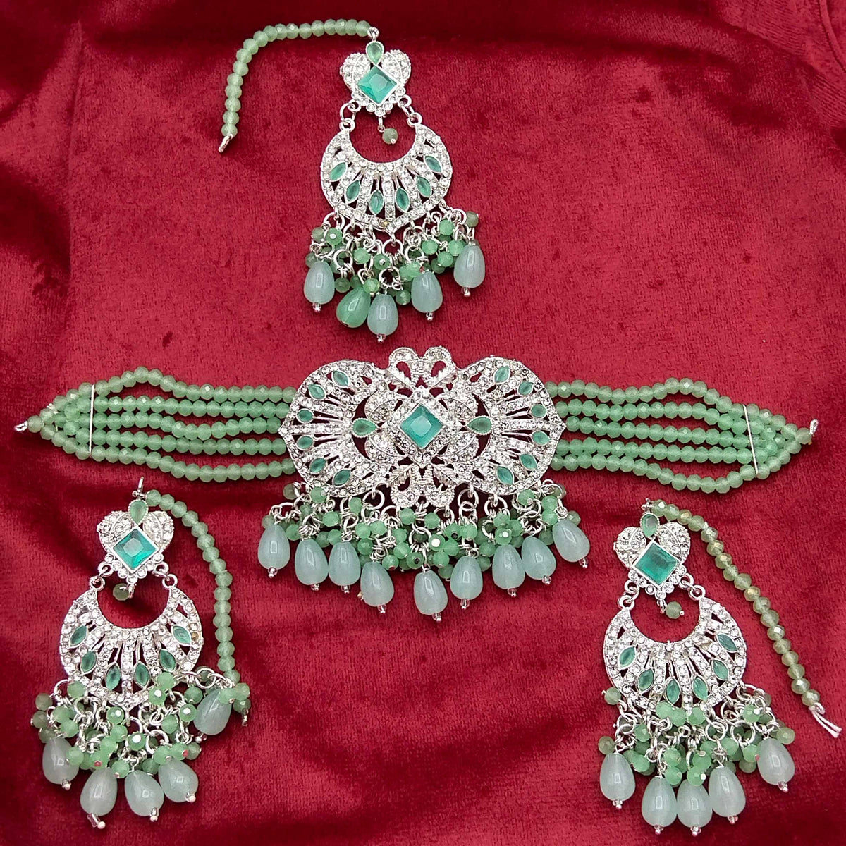 Monarch Royal Filigree Beaded Choker Set GD_ NK 004