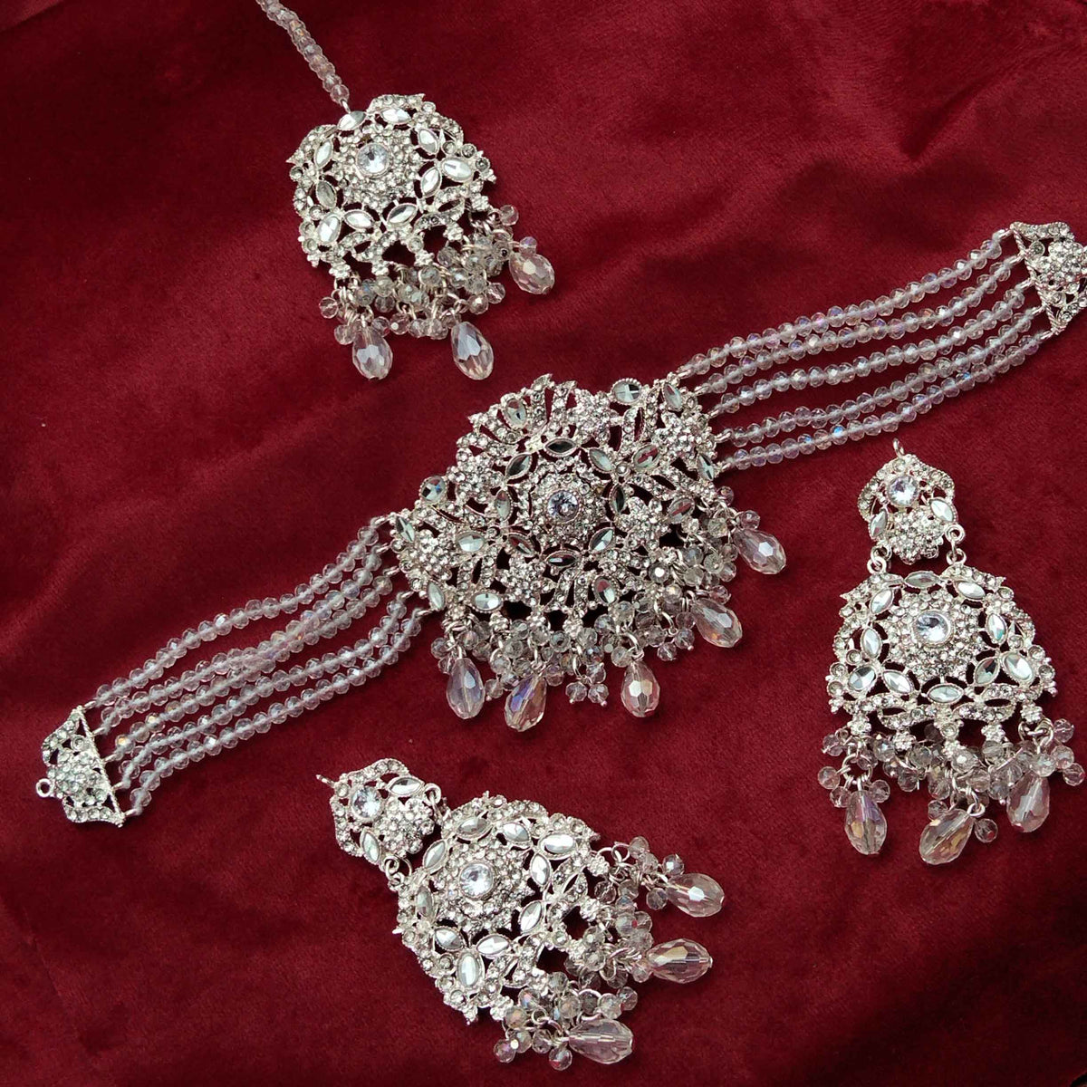 Empress Topaz Crystal Medallion Choker Set GD_ NK 012