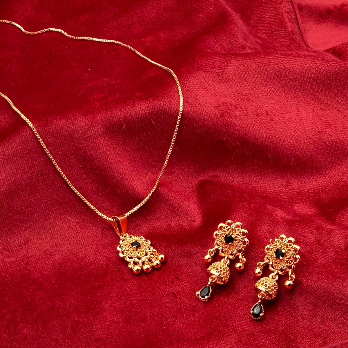 Victorian Filigree Bell Pendant Set GD_ NK 018