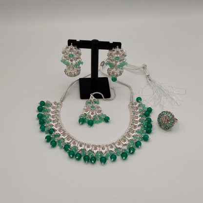 Gujrati Lightweight Silver Polish Necklace Set_ NK 027