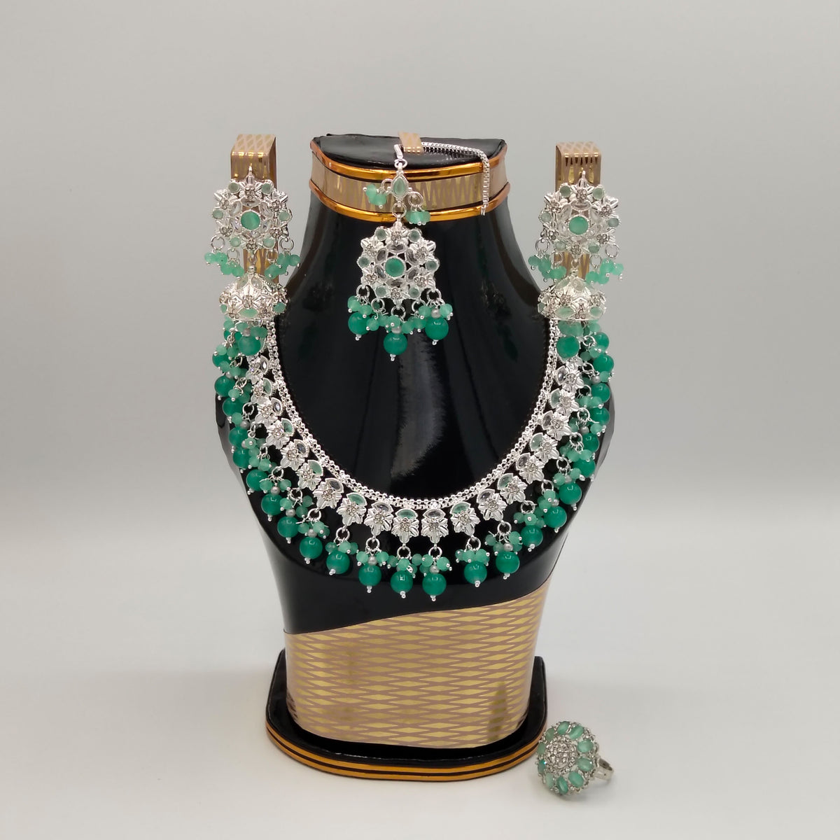 Gujrati Lightweight Silver Polish Necklace Set_ NK 027