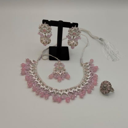 Gujrati Lightweight Silver Polish Necklace Set_ NK 027