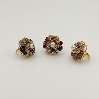 Adjustable Rose Floral Statement Ring GD RNG_ 011