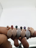 Adjustable Sparkling Leaf Ring with Pear Cut Crystal GD RNG_ 002