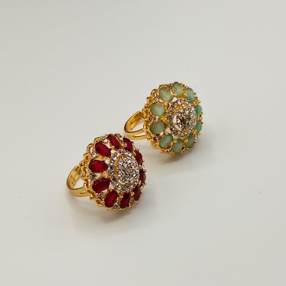 Adjustable Zircon Statement Ring GD RNG_ 010