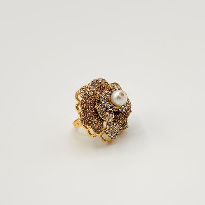 Adjustable Rose Floral Statement Ring GD RNG_ 011