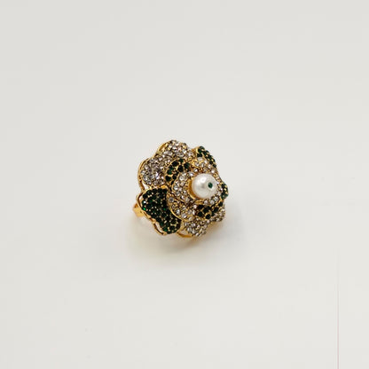 Adjustable Rose Floral Statement Ring GD RNG_ 011