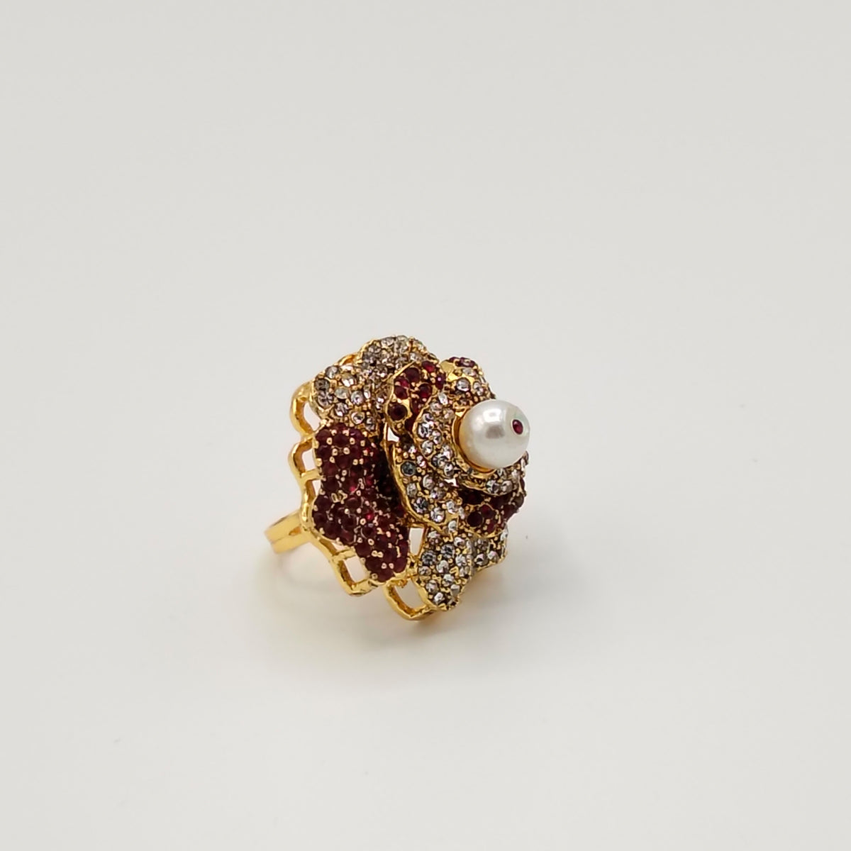 Adjustable Rose Floral Statement Ring GD RNG_ 011