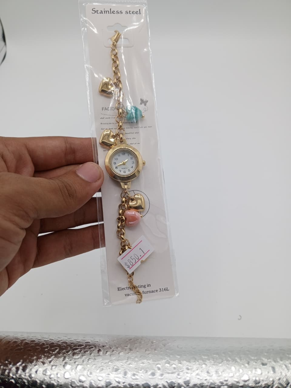 Regal Gold Heart Charm Stainless Steel Watch GD_ WT 002