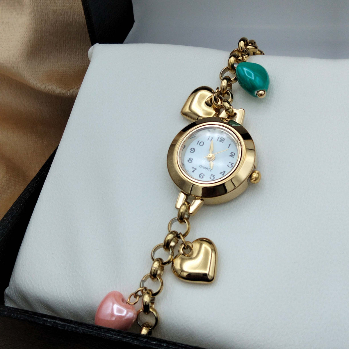 Regal Gold Heart Charm Stainless Steel Watch GD_ WT 002