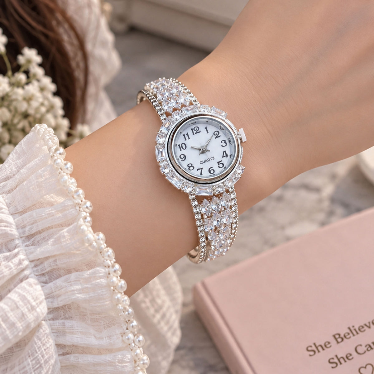 Regal Full Zircon Cluster Bracelet Watch GD_ WT 003