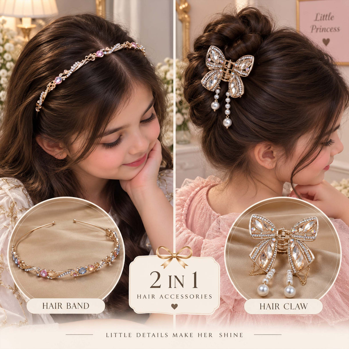Sparkling Bow Hairband – Dangling Pearl Chain_ 005